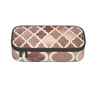 CMJSGG Patrón de azulejo marroquí Rosa Dorado y Cobre, Estuche para lápices, Estuche para lápices Estuche para lápices de Gran Capacidad Estuche para cosméticos