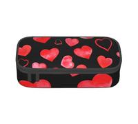 CMJSGG Patrón de Corazones Rojos Acuarela, Estuche para lápices, Estuche para lápices Estuche para lápices de Gran Capacidad Estuche para cosméticos