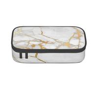 CMJSGG Patrón de Oro de mármol Blanco, Estuche para lápices, Estuche para lápices Estuche para lápices de Gran Capacidad Estuche para cosméticos