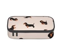 CMJSGG Patrón de Perro Salchicha Feliz de Dibujos Animados, Estuche para lápices, Estuche para lápices Estuche para lápices de Gran Capacidad Estuche para cosméticos