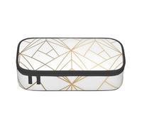 CMJSGG Patrón geométrico Dorado con Brillo Blanco, Estuche para lápices, Estuche para lápices Estuche para lápices de Gran Capacidad Estuche para cosméticos