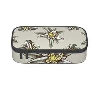 CMJSGG Patrón Sin Fisuras con H Y Edelweiss De Colores Dibujados, Estuche para lápices, Estuche para lápices Estuche para lápices de Gran Capacidad Estuche para cosméticos