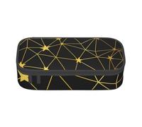 CMJSGG Patrón sin Fisuras de Red de Estrellas Negras Doradas, Estuche para lápices, Estuche para lápices Estuche para lápices de Gran Capacidad Estuche para cosméticos