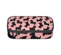 CMJSGG Patrón Terrier Escocés Rosa Negro, Estuche para lápices, Estuche para lápices Estuche para lápices de Gran Capacidad Estuche para cosméticos