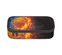 CMJSGG Pelota de Baloncesto en Fuego y Agua, Estuche para lápices, Estuche para lápices Estuche para lápices de Gran Capacidad Estuche para cosméticos