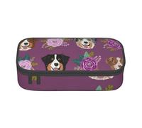 CMJSGG Perro Australiano Perro Pastor Australiano Floral, Estuche para lápices, Estuche para lápices Estuche para lápices de Gran Capacidad Estuche para cosméticos