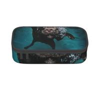 CMJSGG Perro Labrador Retriever Negro Nadando, Estuche para lápices, Estuche para lápices Estuche para lápices de Gran Capacidad Estuche para cosméticos