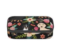CMJSGG Perro Salchicha con Flores, Estuche para lápices, Estuche para lápices Estuche para lápices de Gran Capacidad Estuche para cosméticos