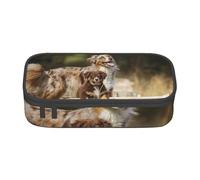 CMJSGG Perros Pastor Australiano Perros Aussie Brown, Estuche para lápices, Estuche para lápices Estuche para lápices de Gran Capacidad Estuche para cosméticos