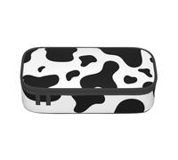 CMJSGG Piel de Vaca Blanca y Negra, Estuche para lápices, Estuche para lápices Estuche para lápices de Gran Capacidad Estuche para cosméticos