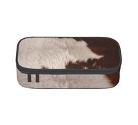 CMJSGG Piel De Vaca Roja Marrón Estampada, Estuche para lápices, Estuche para lápices Estuche para lápices de Gran Capacidad Estuche para cosméticos