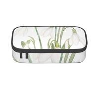 CMJSGG Pintura De Acuarela Botánica De Flor De Campanilla Blanca, Estuche para lápices, Estuche para lápices Estuche para lápices de Gran Capacidad Estuche para cosméticos