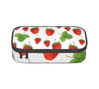 CMJSGG Plantas De Fresa Fruta Impresión Blanca, Estuche para lápices, Estuche para lápices Estuche para lápices de Gran Capacidad Estuche para cosméticos