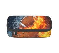 CMJSGG Quemando fútbol Americano en Fuego, Estuche para lápices, Estuche para lápices Estuche para lápices de Gran Capacidad Estuche para cosméticos