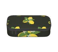 CMJSGG Ramo De Limón con Rama Y Lirios Negro, Estuche para lápices, Estuche para lápices Estuche para lápices de Gran Capacidad Estuche para cosméticos