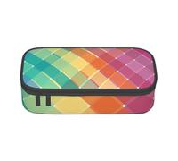 CMJSGG Rayas a Cuadros Multicolores del Arco Iris Colorido, Estuche para lápices, Estuche para lápices Estuche para lápices de Gran Capacidad Estuche para cosméticos