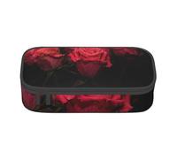 CMJSGG Rosa roja y Hojas Negras, Estuche para lápices, Estuche para lápices Estuche para lápices de Gran Capacidad Estuche para cosméticos