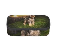 CMJSGG Schnauzer Atardecer Perros Mascotas Montañas Schnauzer, Estuche para lápices, Estuche para lápices Estuche para lápices de Gran Capacidad Estuche para cosméticos