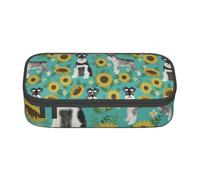 CMJSGG Schnauzer Girasoles Primavera Verano Floral Perro Raza Perro, Estuche para lápices, Estuche para lápices Estuche para lápices de Gran Capacidad Estuche para cosméticos