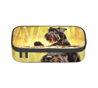 CMJSGG Schnauzer Miniatura Mascotas del Bosque Perros Negros, Estuche para lápices, Estuche para lápices Estuche para lápices de Gran Capacidad Estuche para cosméticos
