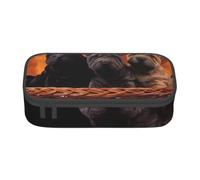 CMJSGG Shar Pei Cachorro Negro Perros Pequeños Cachorro Gris Mascotas, Estuche para lápices, Estuche para lápices Estuche para lápices de Gran Capacidad Estuche para cosméticos
