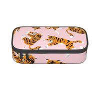 CMJSGG Tigres Lindos Animales de Circo sobre el Fondo Rosa, Estuche para lápices, Estuche para lápices Estuche para lápices de Gran Capacidad Estuche para cosméticos