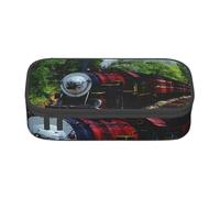 CMJSGG Tren Locomotora De Vapor Vintage Árboles, Estuche para lápices, Estuche para lápices Estuche para lápices de Gran Capacidad Estuche para cosméticos