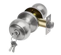 CML Hardware Juego de pomos de puerta de entrada con llave, cerradura de puerta de entrada en acero inoxidable sólido para exterior e interior, mango de bola redonda, 1 paquete