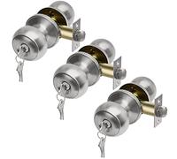 CML Hardware - Pomo de puerta de entrada con llave similar, cerradura de puerta exterior con mismas llaves en acero inoxidable sólido para entrada y puerta delantera, mango redondo de bola