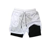 CMLDJBD Pantalones De Deporte Hombre Cortos Sports Shorts Men's Summer High Elastic Running Basketball Entrenamiento Al Aire Libre Acondicionamiento Físico Secado-Blanco-m