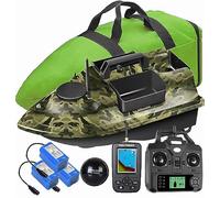 CMOLVUR Barco de cebo de pesca GPS de 12000 mAh con buscador de peces LCD, incluye bolso y accesorios, retorno de una tecla, 16 puntos de memoria para pesca de carpas