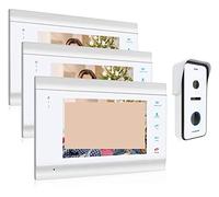 CMOLVUR Cámara de timbre de video, sistema de intercomunicación HD1080P de 7 pulgadas con cámara con cable de alta definición compatible con desbloqueo, dispositivos domésticos inteligentes (3M1D)