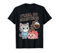 Cmon Do Something Café Cerebro Gato Oficina Camiseta