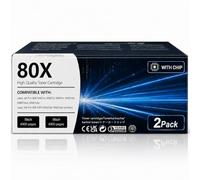 Cmoqtiv Cartucho de tóner compatible 80X CF280X para impresora HP Laser Jet Pro 400 M401a M401d M401n M401dn M401dne M401dw MFP M425dn M425dw, 2 unidades, color negro