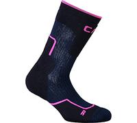 CMP - Calcetines trekking de lana media para niños, Azul Tinta-Morado Fluo, 28/30