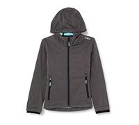CMP - Chaqueta softshell infantil melange con capucha fija, Black Mel.-Agua, 176