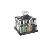 CMP IBERICA Saveur et Degustation kb5754 Carrusel de Especias (Cuadrado con 8 tarros/Tapa Cristal/plástico Transparente/Negro (16,3 x 16,3 x 16,5 cm)