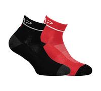 CMP Niños Running algodón bipack 38i9724 Calcetines, otoño/Invierno, Infantil, Color Nero-Ferrari, tamaño 28 x 30 (Cintura x Largo)