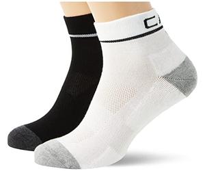 CMP - Pack doble de calcetines running de algodón, blanco negro, 39/42