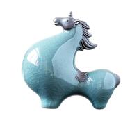 CMQTHINGS Decoración de Estatuas Figura de Caballo Gordo cerámica Coleccionable, Escultura jardín Animales Tang, Arte Hecho a Mano Figuras Decorativas(Green B)