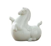 CMQTHINGS Decoración de Estatuas Figura de Caballo Gordo cerámica Coleccionable, Escultura jardín Animales Feliz, Arte Hecho a Mano Pintado Figuras Decorativas(White B)