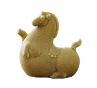 CMQTHINGS Decoración de Estatuas Figura de Caballo Gordo cerámica Coleccionable, Escultura jardín Animales Feliz, Arte Hecho a Mano Pintado Figuras Decorativas(Yellow B)