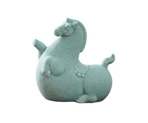 CMQTHINGS Decoración de Estatuas Figura de Caballo Gordo cerámica Coleccionable, Escultura jardín Animales Feliz, Arte Hecho a Mano Pintado Figuras Decorativas(Blue B)