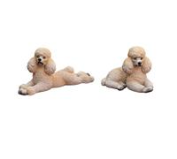 CMQTHINGS Decoración de jardín Adorno de jardín for Perro caniche en Miniatura, Estatua Cachorro Resina, Escultura, Animal del Bosque Estatuas para Exteriores(Beige)
