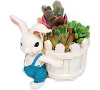 CMQTHINGS Decoración de jardín Macetero de Plantas, Estatua Resina, Maceta Flores, Conejo, jarrón súper Bonito, contenedor Animales Estatuas para Exteriores(Frost Jade)