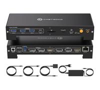 CMSTEDCD USB C KVM Docking Station para Laptop Desktop 100W PD 4K60Hz HDMI Displayport KVM Switch 2 PC 3 Monitores 16-in-1, 1000Mbps Ethernet, 3xUSB 3.0, USB-C, 65W PD, Ranura para Tarjeta SD