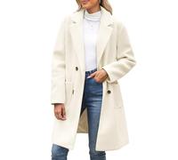 CMTOP Abrigo Mujer Lana Cuello en V Solapa Abrigos Invierno Largo Térmico Chaqueta Otoño Invierno de Lana Chaquetas Recto Doble Faz de Elegantes con Bolsillos(Beige, S)