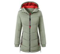CMTOP Abrigos Mujer Invierno Abrigo Acolchada con Capucha Cálido Chaqueta Invierno Largo Casual Hoodie Parka Cremallera Cazadora Acolchada Prueba de Viento con Bolsillos(Verde, XL)
