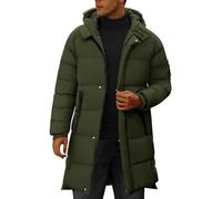 CMTOP Chaqueta Hombre Invierno Largo Cálido Acolchado Algodón Abrigo Casual Elegante Parka con Capucha Gruesa Cremallera Viento Chaquetón Impermeable al Aire Libre Abrigos