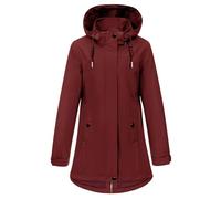 CMTOP Chaqueta Mujer Entretiempo Softshell Impermeable, Chaquetas Mujer Larga Cortavientos con Capucha Desmontable, Parka Abrigo Ligera con Bolsillos para Primavera y Otoño(burdeos,S)